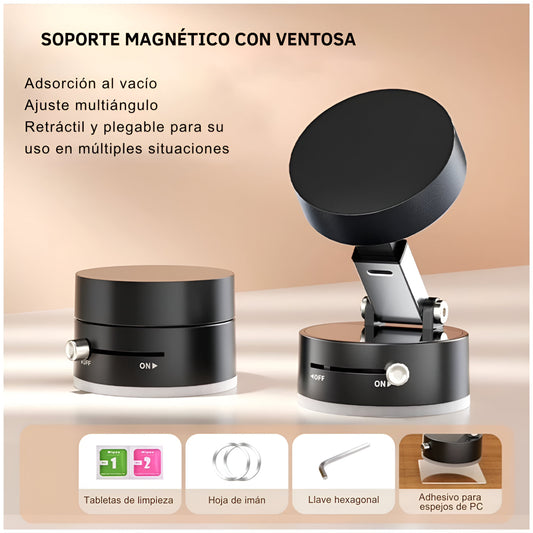 Soporte Magnético Premium 360° con Succión al Vacío y Súper Imán