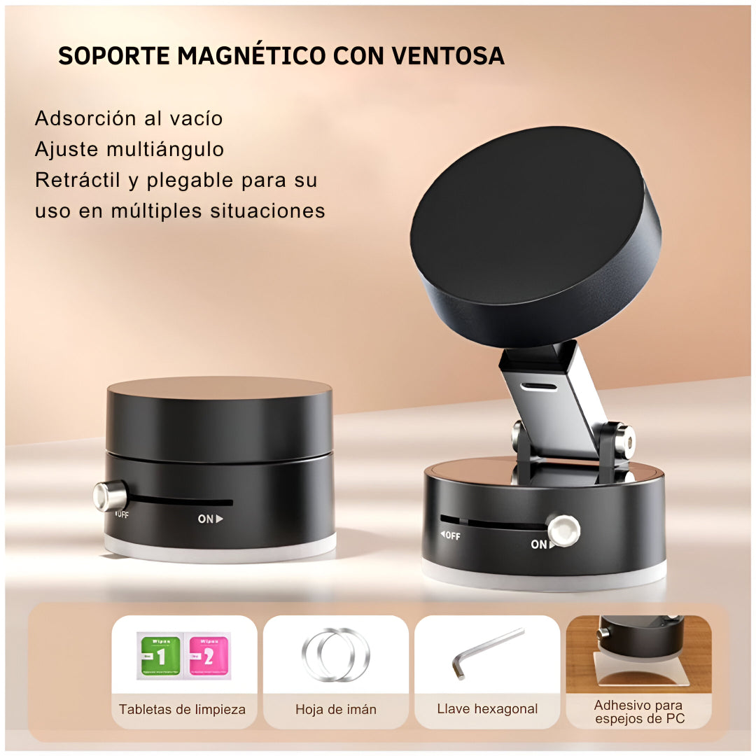 Soporte Magnético Premium 360° con Succión al Vacío y Súper Imán